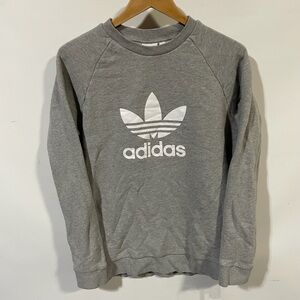adidas Gray Crewneck Sweatshirt with White Trefoil Logo